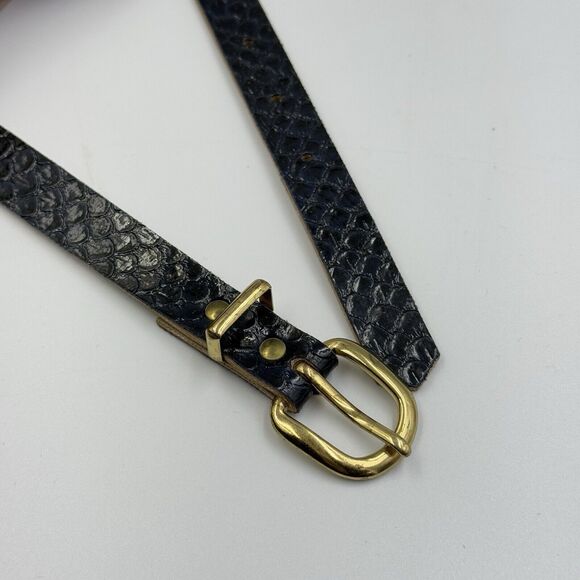 Women Gold Buckle Snakeskin Pattern Dress Belt Slim Wide Size 12 - Picture 3 of 15